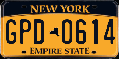 NY license plate GPD0614