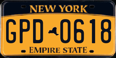 NY license plate GPD0618