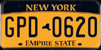 NY license plate GPD0620