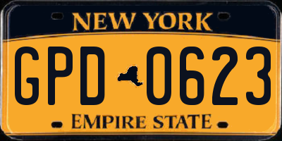 NY license plate GPD0623