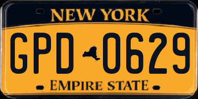 NY license plate GPD0629