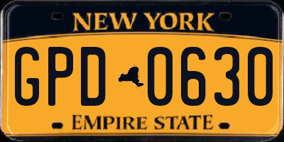 NY license plate GPD0630