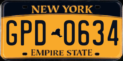 NY license plate GPD0634