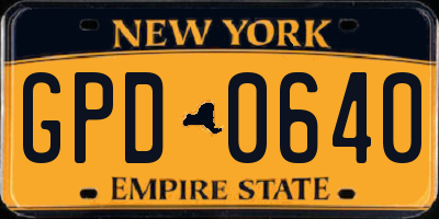 NY license plate GPD0640
