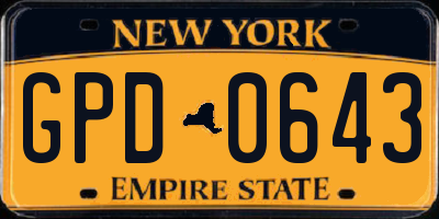 NY license plate GPD0643