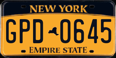 NY license plate GPD0645