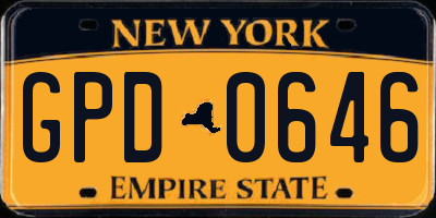NY license plate GPD0646