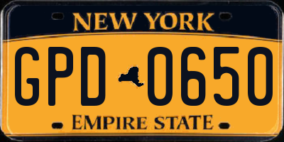 NY license plate GPD0650
