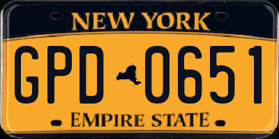 NY license plate GPD0651