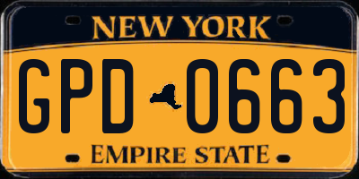 NY license plate GPD0663