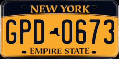 NY license plate GPD0673