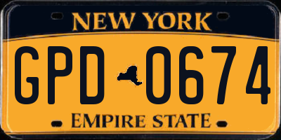 NY license plate GPD0674