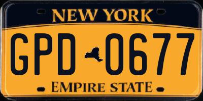 NY license plate GPD0677