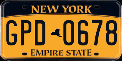 NY license plate GPD0678