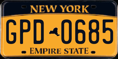 NY license plate GPD0685
