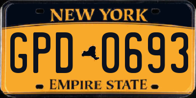 NY license plate GPD0693