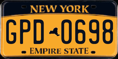 NY license plate GPD0698