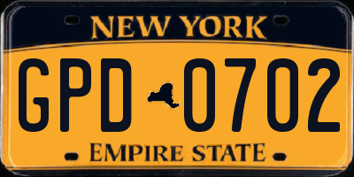 NY license plate GPD0702