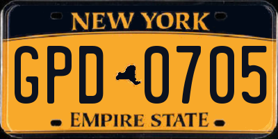 NY license plate GPD0705
