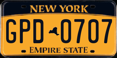 NY license plate GPD0707