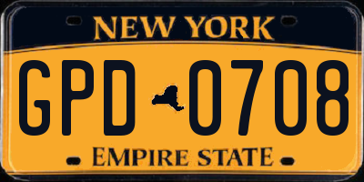 NY license plate GPD0708