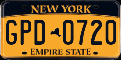 NY license plate GPD0720