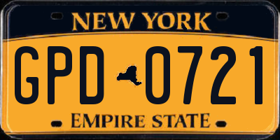 NY license plate GPD0721