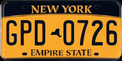 NY license plate GPD0726