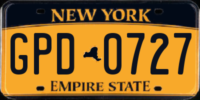 NY license plate GPD0727