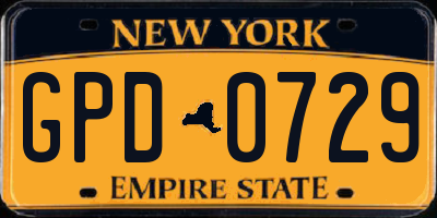 NY license plate GPD0729