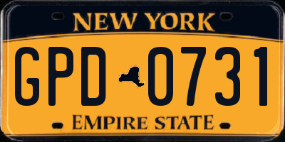 NY license plate GPD0731