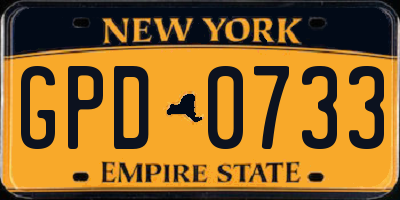 NY license plate GPD0733
