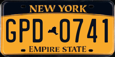 NY license plate GPD0741