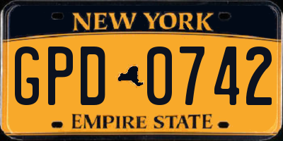 NY license plate GPD0742
