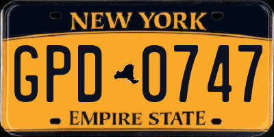 NY license plate GPD0747