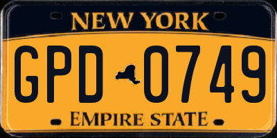 NY license plate GPD0749