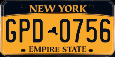 NY license plate GPD0756