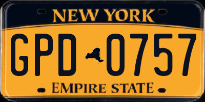 NY license plate GPD0757