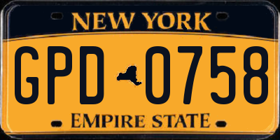 NY license plate GPD0758