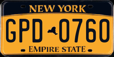 NY license plate GPD0760