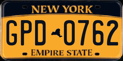 NY license plate GPD0762