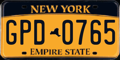 NY license plate GPD0765