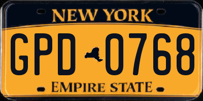 NY license plate GPD0768