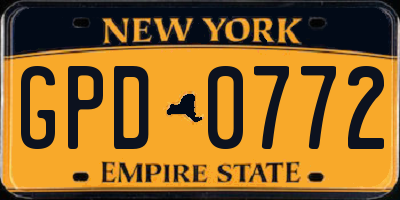 NY license plate GPD0772