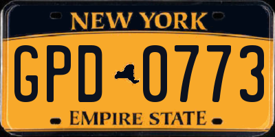 NY license plate GPD0773