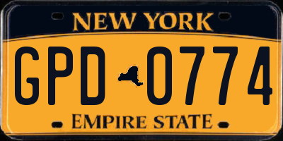 NY license plate GPD0774