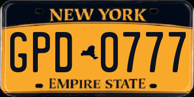 NY license plate GPD0777