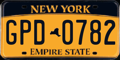 NY license plate GPD0782