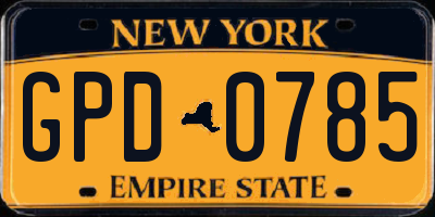 NY license plate GPD0785