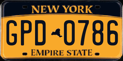 NY license plate GPD0786